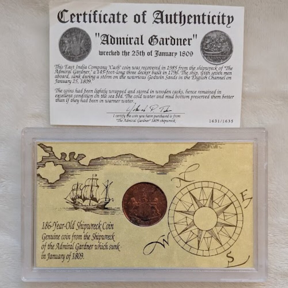 ADMIRAL GARDNER 1809 SHIP WRECK COIN